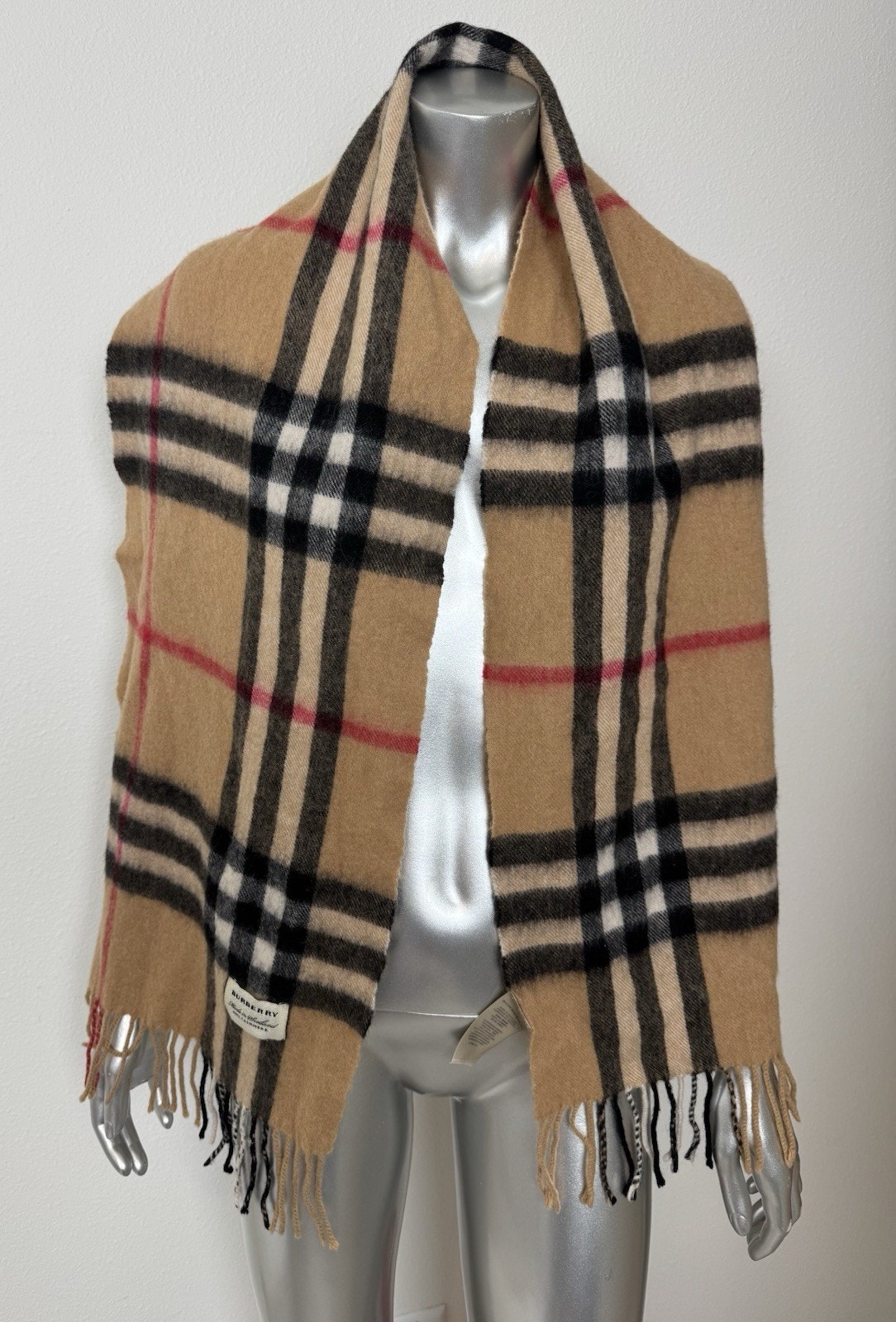 Burberry Archive Check 100% Cashmere Scarf Made In Scotland